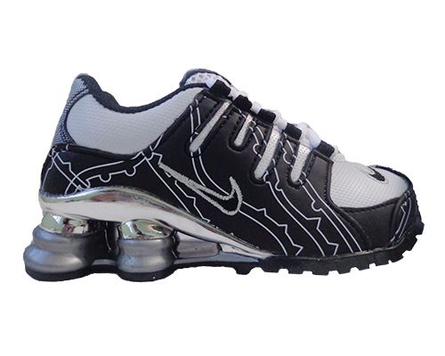 Tênis Infantil Nike Shox NZ Preto Branco e Cromado